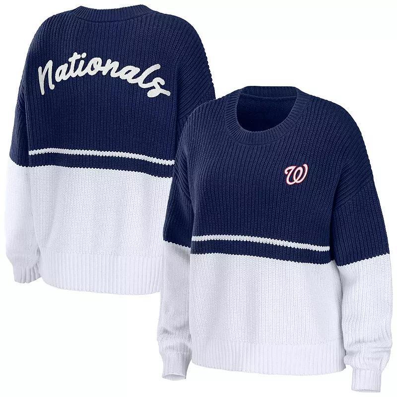 Womens Wear by Erin Andrews Navy Washington Nationals Chunky Pullover Sweater - Navy Product Image