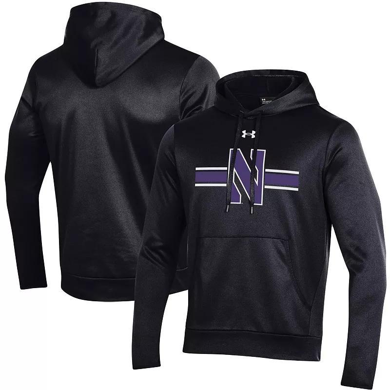 Mens Under Armour Northwestern Wildcats Logo Stripe Fleece Pullover Hoodie Product Image