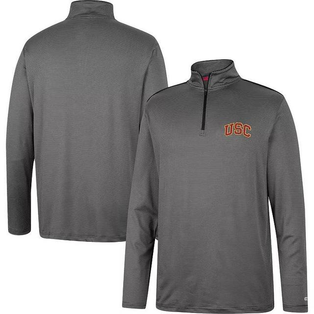 Mens Colosseum Charcoal USC Trojans Logo Quarter-Zip Windshirt Product Image