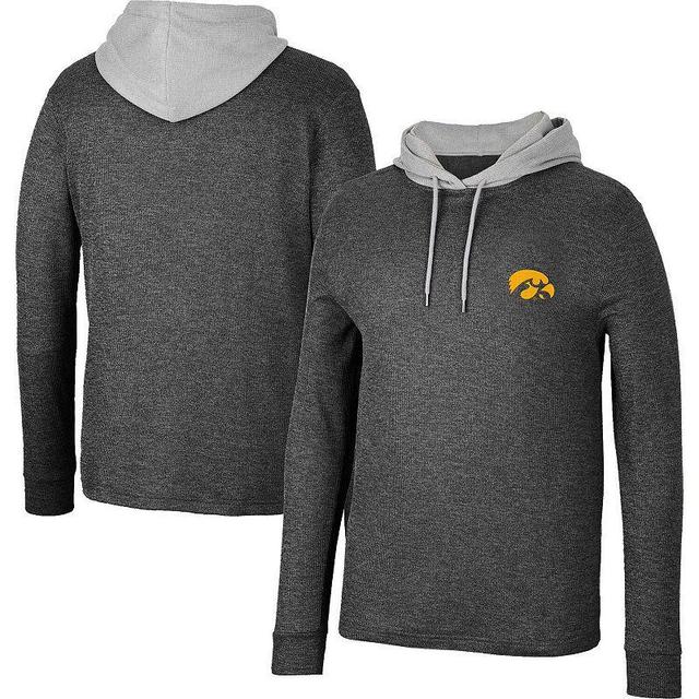 Mens Colosseum Iowa Hawkeyes Ballot Waffle-Knit Thermal Long Sleeve Hoodie T-Shirt Product Image