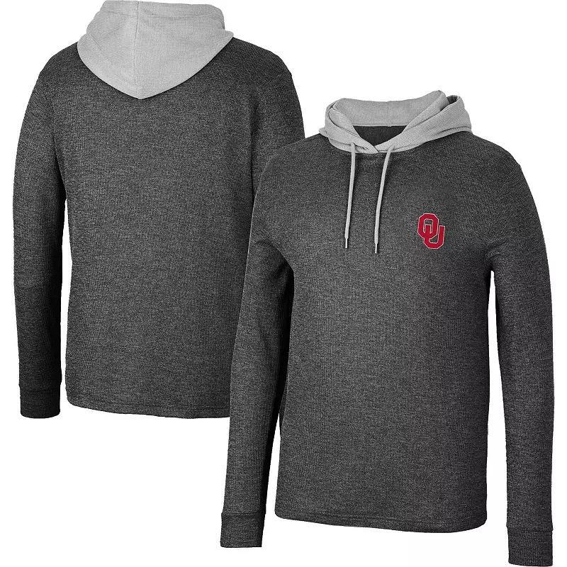 Mens Colosseum Oklahoma Sooners Ballot Waffle-Knit Thermal Long Sleeve Hoodie T-Shirt Product Image