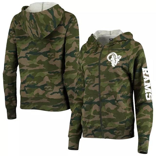 Womens New Era Camo Los Angeles Rams Raglan Full-Zip Hoodie Product Image