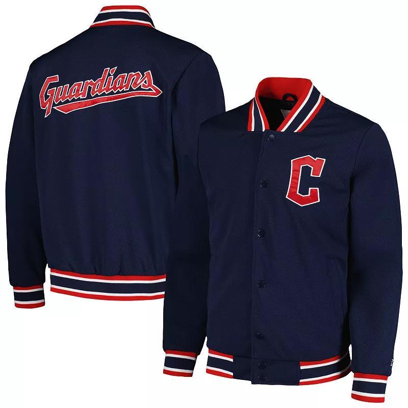 Mens Starter Navy/Red Cleveland Guardians Secret Weapon Satin Full-Snap Jacket Grd Blue Product Image