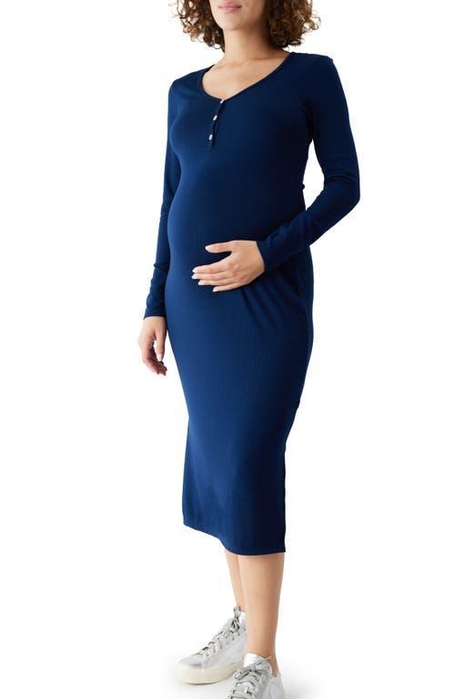 Ingrid & Isabel Rib Long Sleeve Henley Maternity Dress Product Image