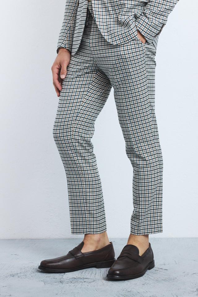 Skinny Cropped Plaid Dress Pants | boohooMAN USA Product Image