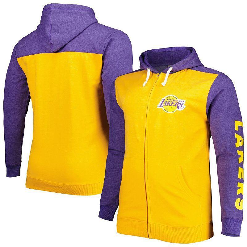 Mens Fanatics Branded /Purple Los Angeles Lakers Big & Tall Down and Distance Full-Zip Hoodie Product Image