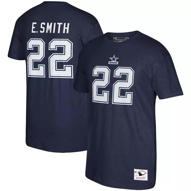 Mens Emmitt Smith Mitchell & Ness Dallas Cowboys Retired Player Name & Number T-Shirt Blue Product Image