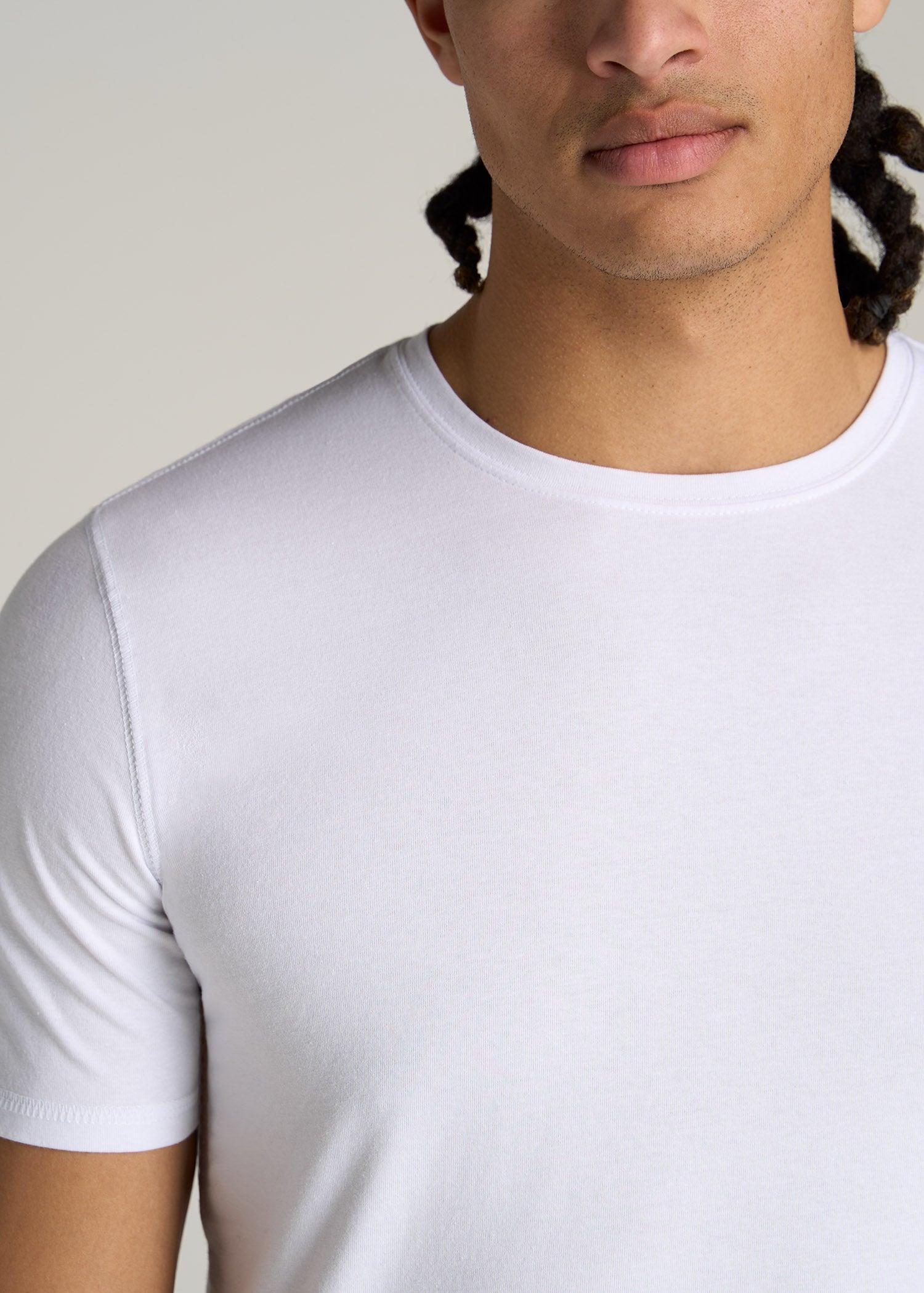 The Essential SLIM-FIT Crewneck Men's Tall Tees in White Product Image