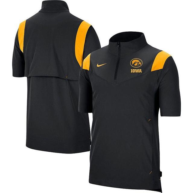 Mens Nike Black Iowa Hawkeyes Coach Short Sleeve Quarter-Zip Jacket Product Image