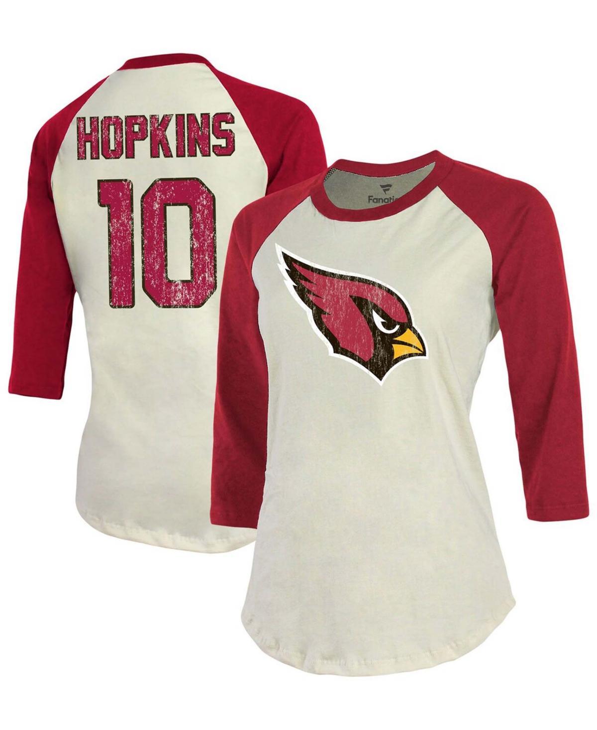 Womens Deandre Hopkins Cream Arizona Cardinals Player Raglan Name Number 3/4 Sleeve T-shirt - Cream Product Image