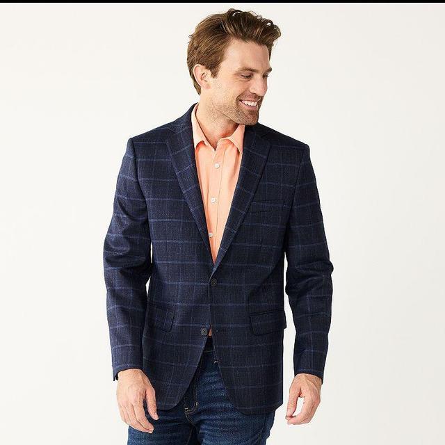 Mens Apt. 9 Premier Flex Slim-Fit Essential Sport Coat Blue Windowpane Product Image