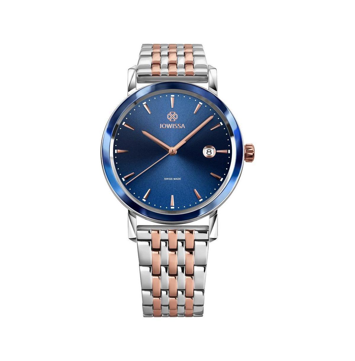 Magno Swiss Rose Gold Plated Mens 40mm Watch - Blue & Rose Dial - Blue Product Image