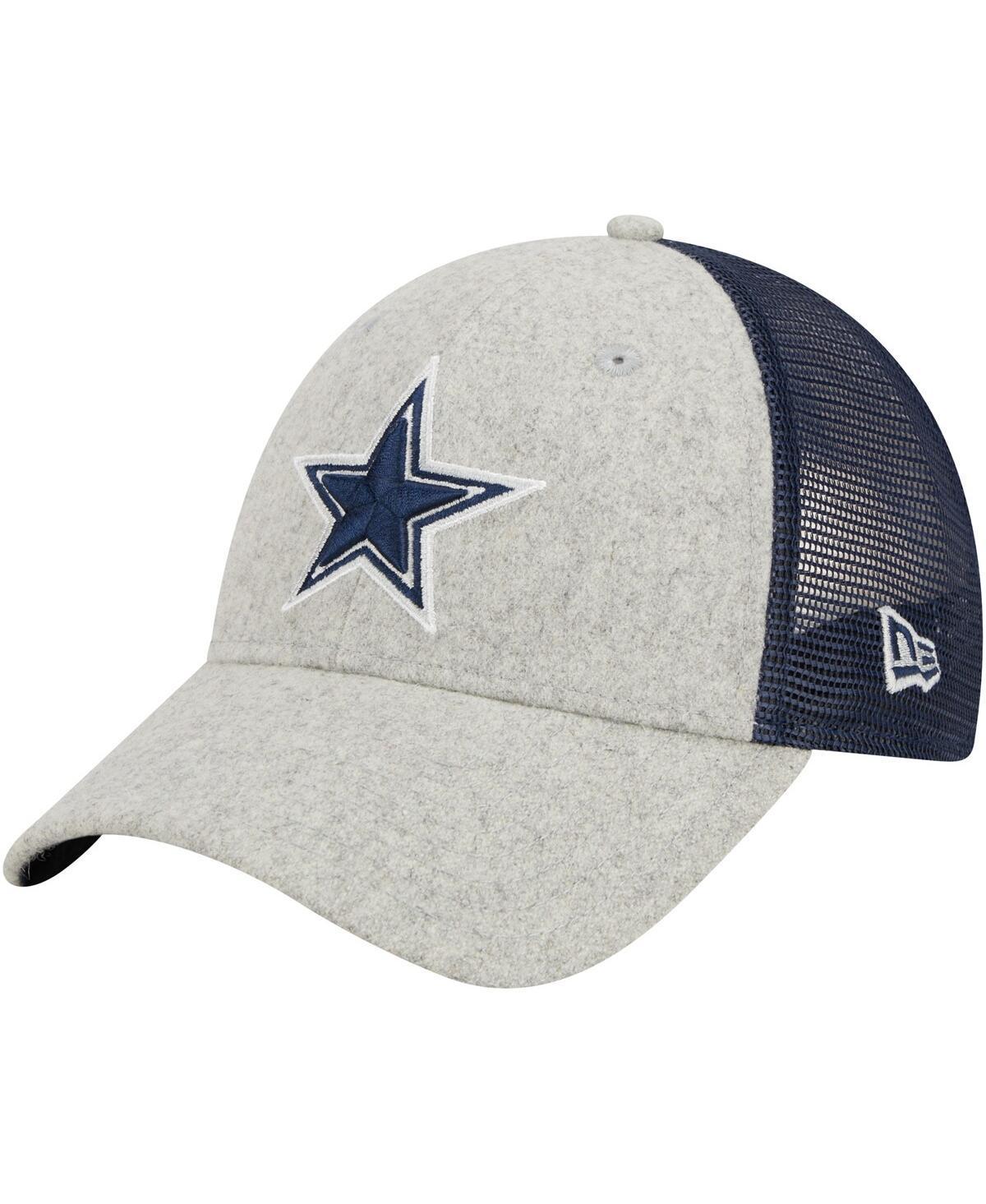 Mens New Era Heather Gray/Navy Dallas Cowboys Pop Trucker 9FORTY Adjustable Hat Product Image