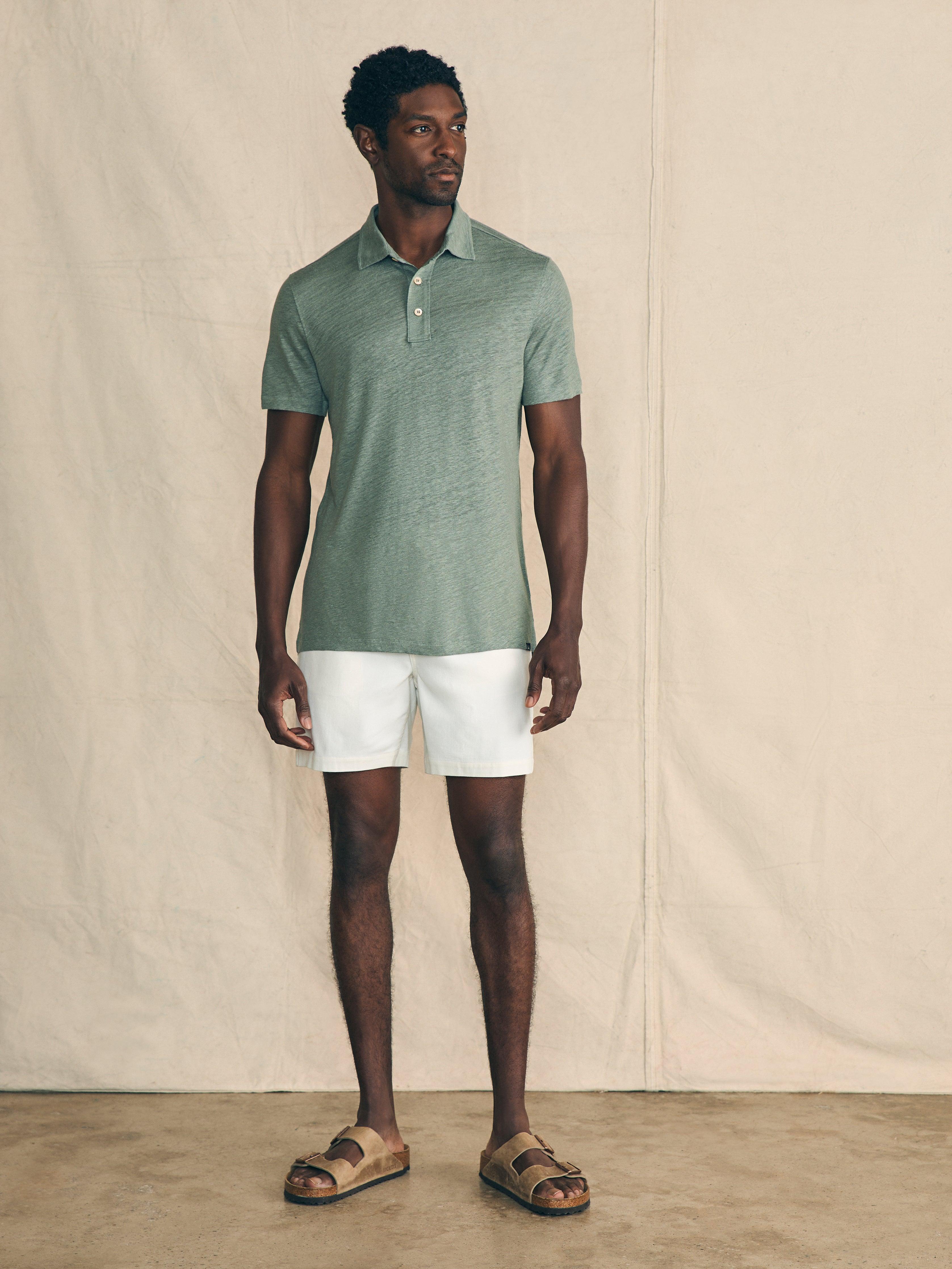 Short-Sleeve Linen Polo - Desert Olive Male Product Image