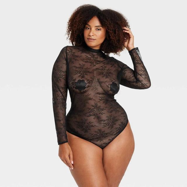 Womens Allover Lace Lingerie Bodysuit - Auden Black 2X Product Image