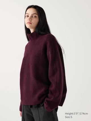 Womens Souffle High Neck Sweater Wine XS UNIQLO US product image