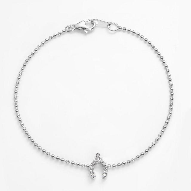 Sophie Miller Sterling Silver Cubic Zirconia Wishbone Link Bracelet, Womens White Product Image