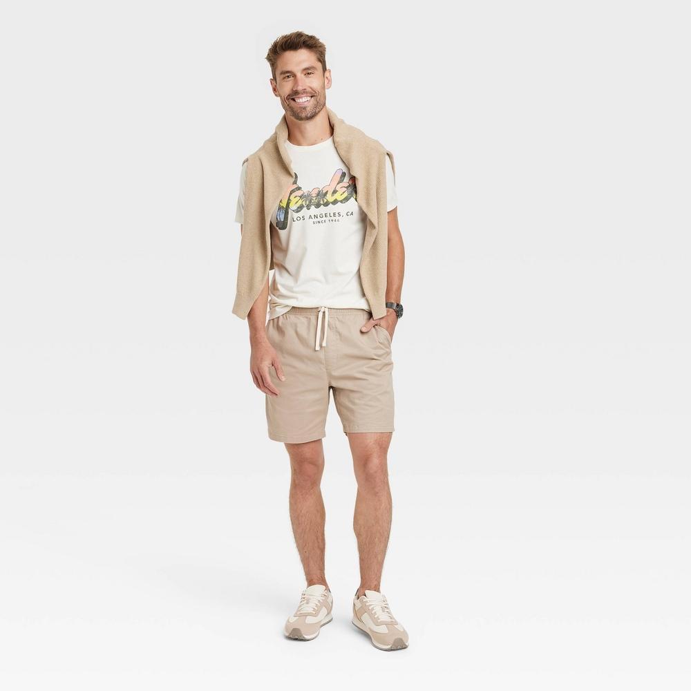 Mens 7 Everyday Pull-On Shorts - Goodfellow & Co Light Taupe XXL Product Image