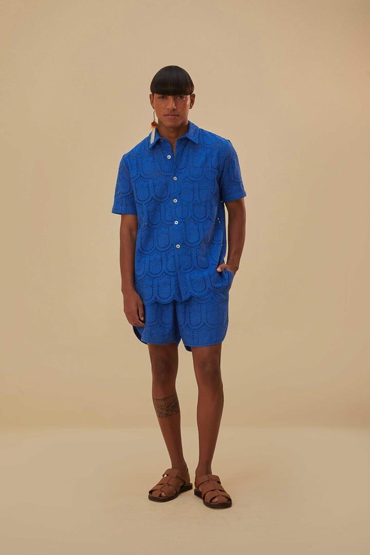 Pineapple Eyelet Shorts, BLUE / XS Product Image