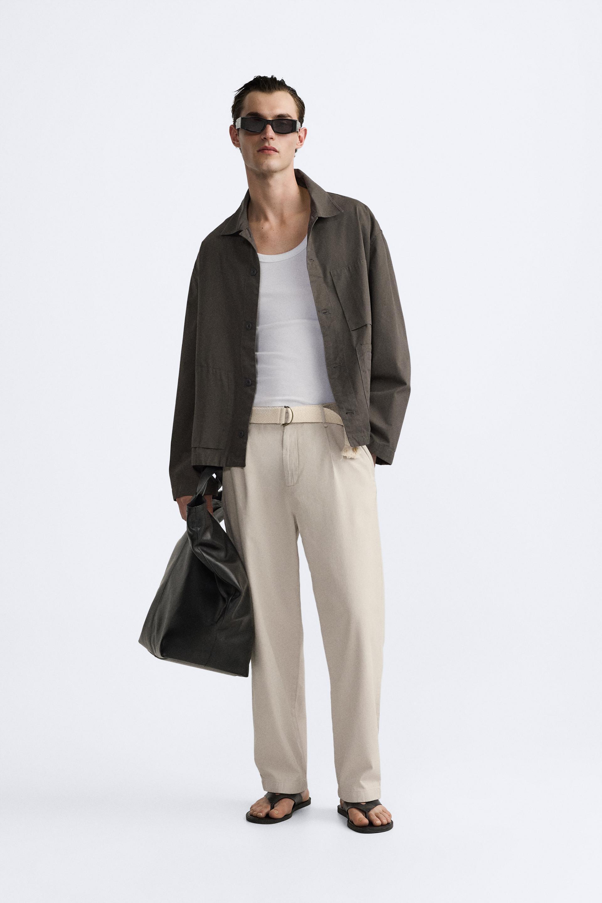 BELTED COTTON - LINEN PANTS Product Image