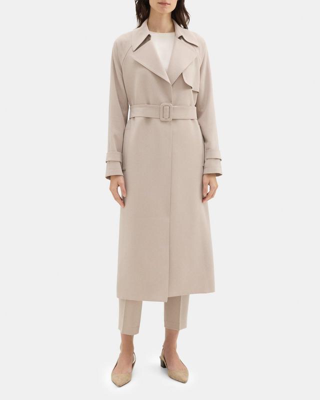 Relaxed Long Trench Coat in Crepe Product Image