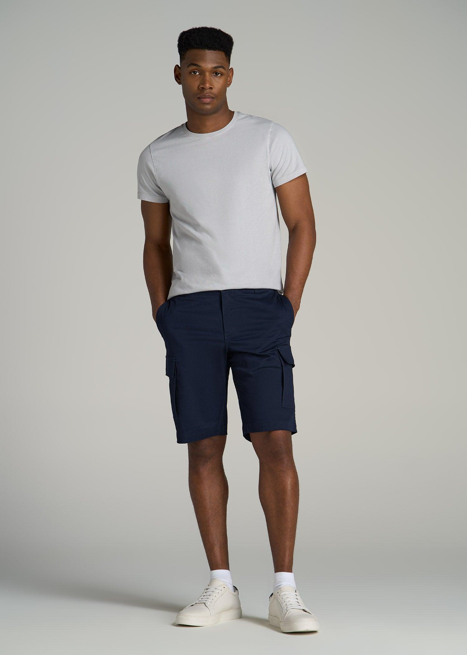 Stretch Twill Cargo Shorts for Tall Men in Evening Blue Product Image