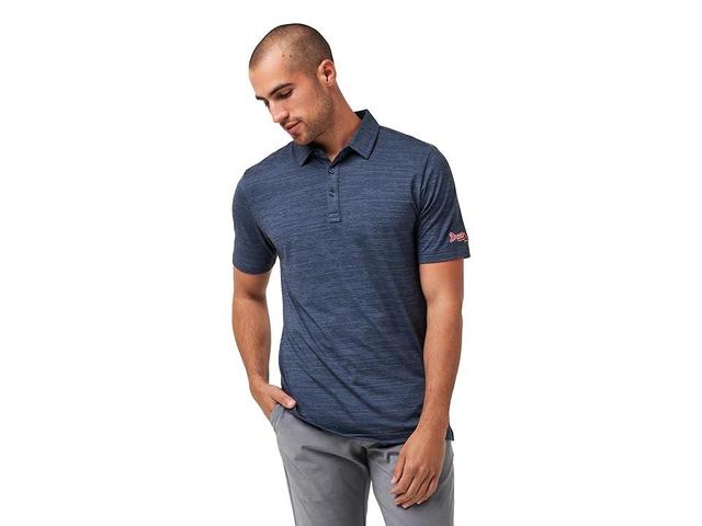 TravisMathew Atlanta Braves The Heater Polo (Vintage Indigo/Black) Men's Short Sleeve Knit Product Image