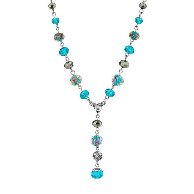 1928 Beaded Y Necklace, Womens, Blue Product Image