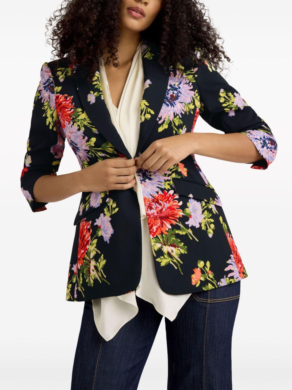 Floral-print Single-breasted Blazer In Black Multi Product Image