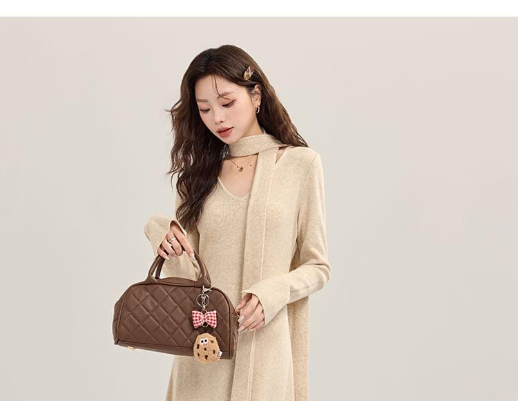 Long-Sleeve V-Neck Plain Knit Maxi A-Line Dress Product Image