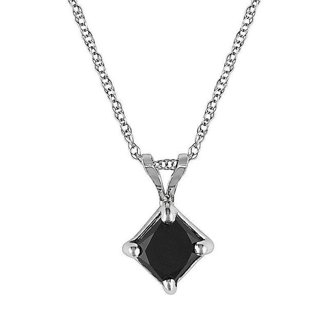 Stella Grace 10k White Gold 1-ct. T.W. Black Diamond Solitaire Pendant, Womens Product Image