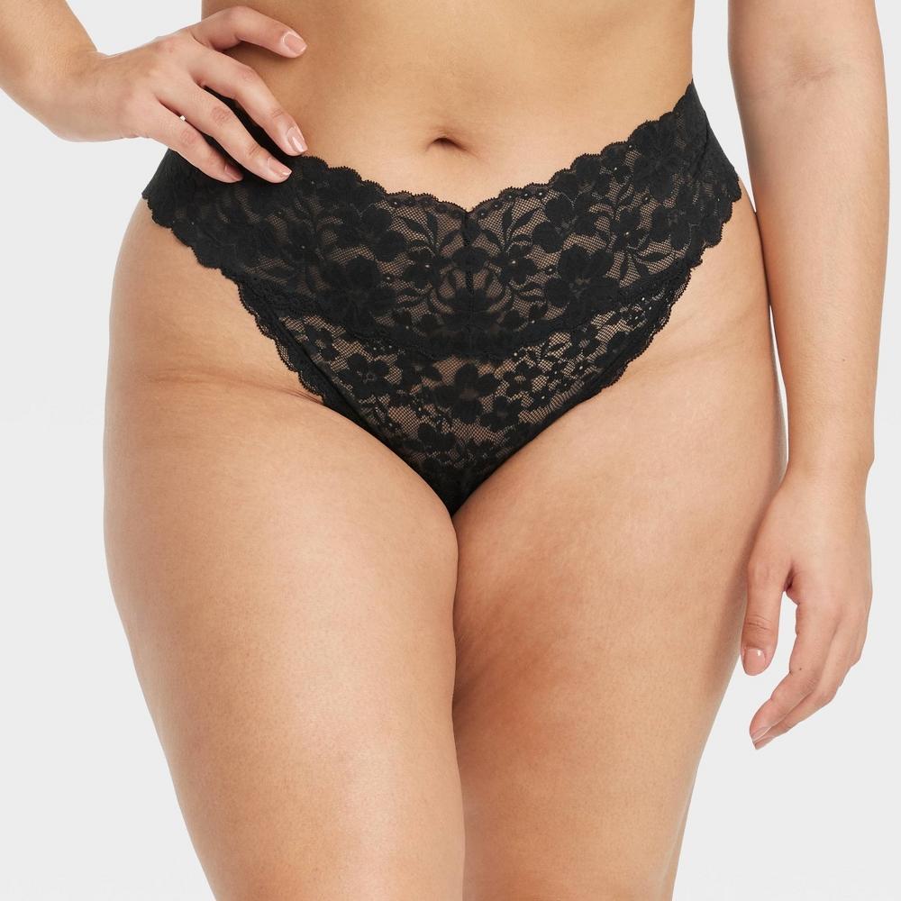 Womens Allover Lace Thong - Auden Black 3X Product Image