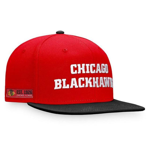 Mens Fanatics Branded /Black Chicago Blackhawks Iconic Color Blocked Snapback Hat Product Image