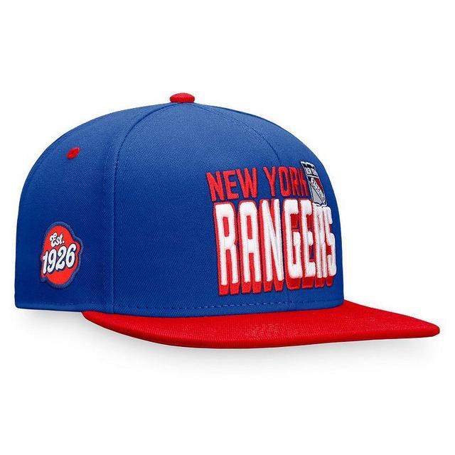 Mens Fanatics Branded Blue/Red New York Rangers Heritage Retro Two-Tone Snapback Hat Product Image