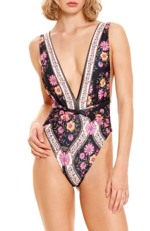 Agua Bendita Ellis Aguja Belted Floral One-Piece Swimsuit Product Image