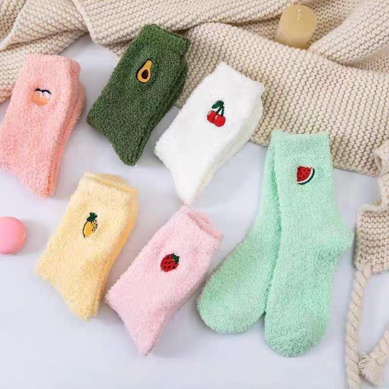 Fruit Embroidered Fleece Socks Product Image