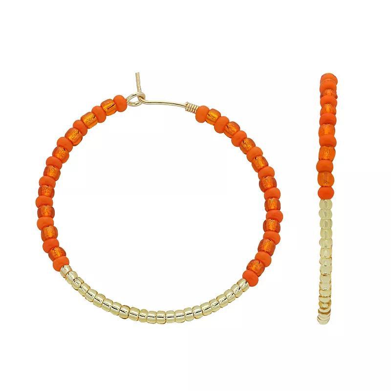 PANNEE BY PANACEA Gold Tone Orange & Gold Beaded Hoop Earrings, Womens Product Image