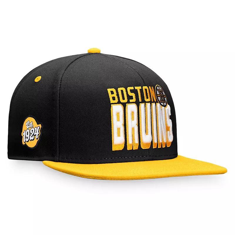 Mens Fanatics Branded /Gold Boston Bruins Heritage Retro Two-Tone Snapback Hat Product Image