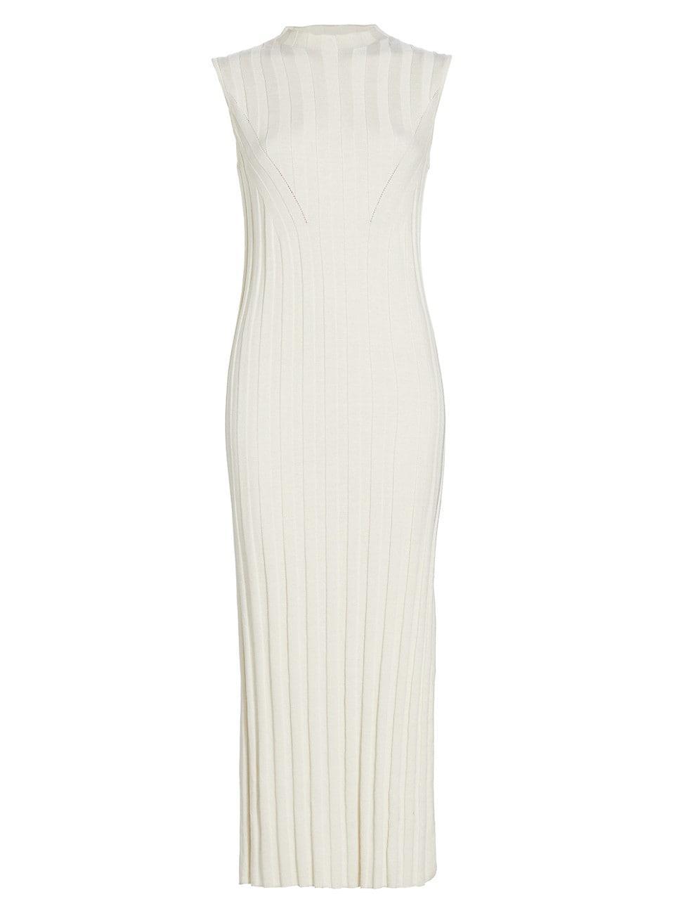 Womens Rib-Knit Silk-Blend Sleeveless Midi-Dress Product Image