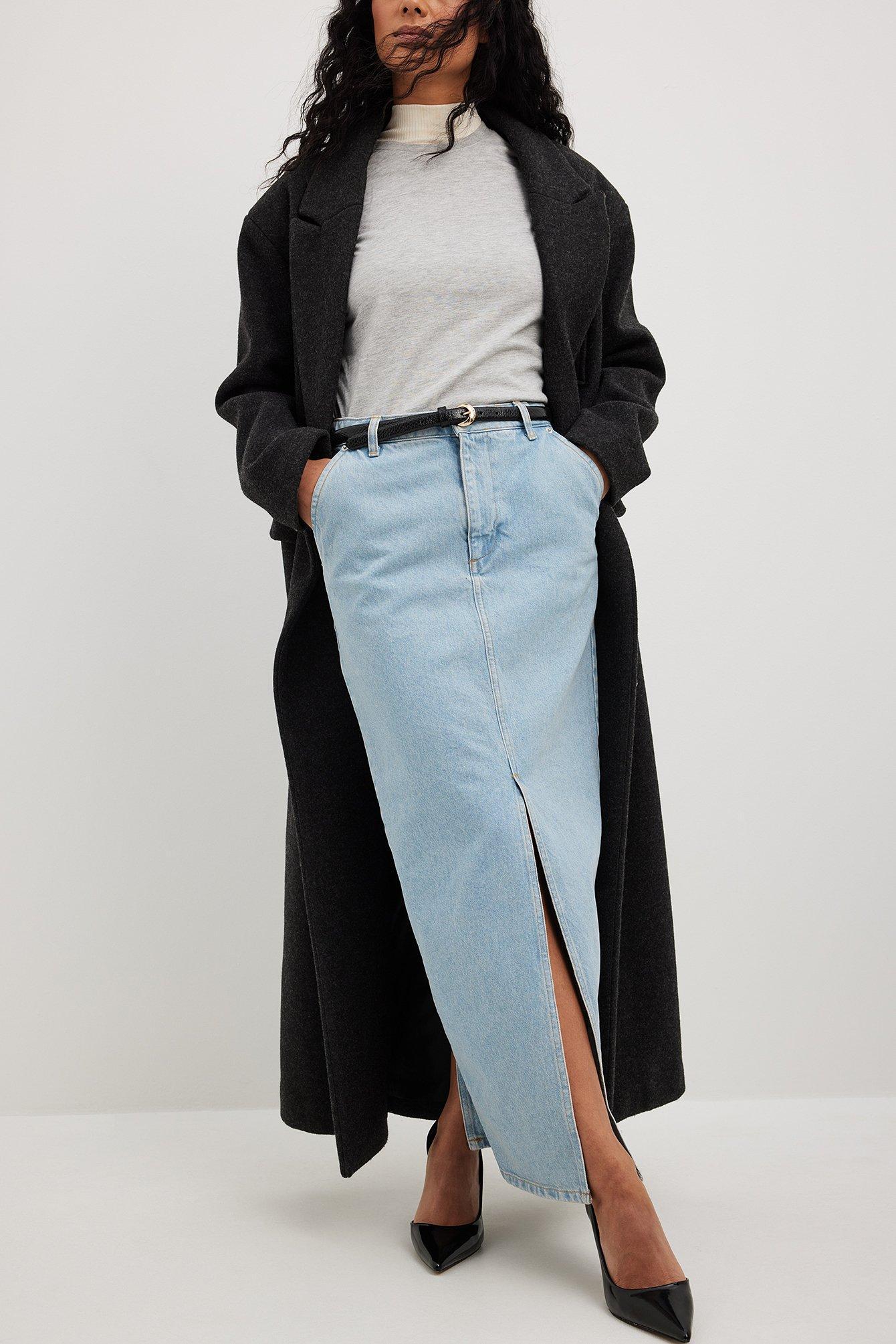 Slit Detailed Maxi Denim Skirt Product Image