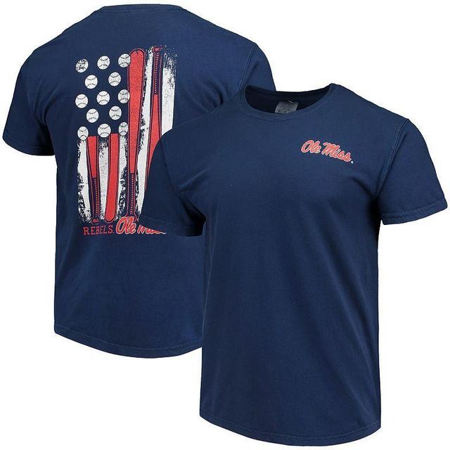 Mens Ole Miss Rebels Baseball Flag Comfort Colors T-Shirt Blue Product Image