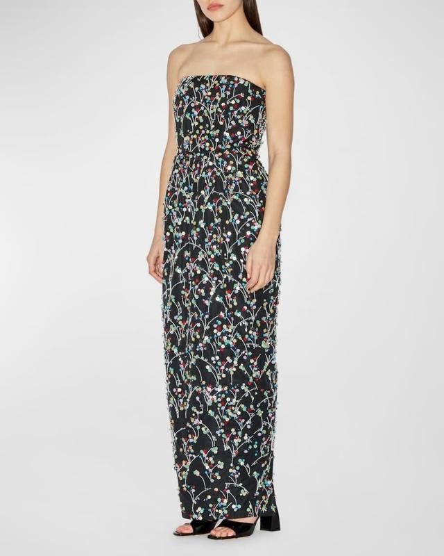 Lena Sequin Embroidered Strapless Gown Product Image