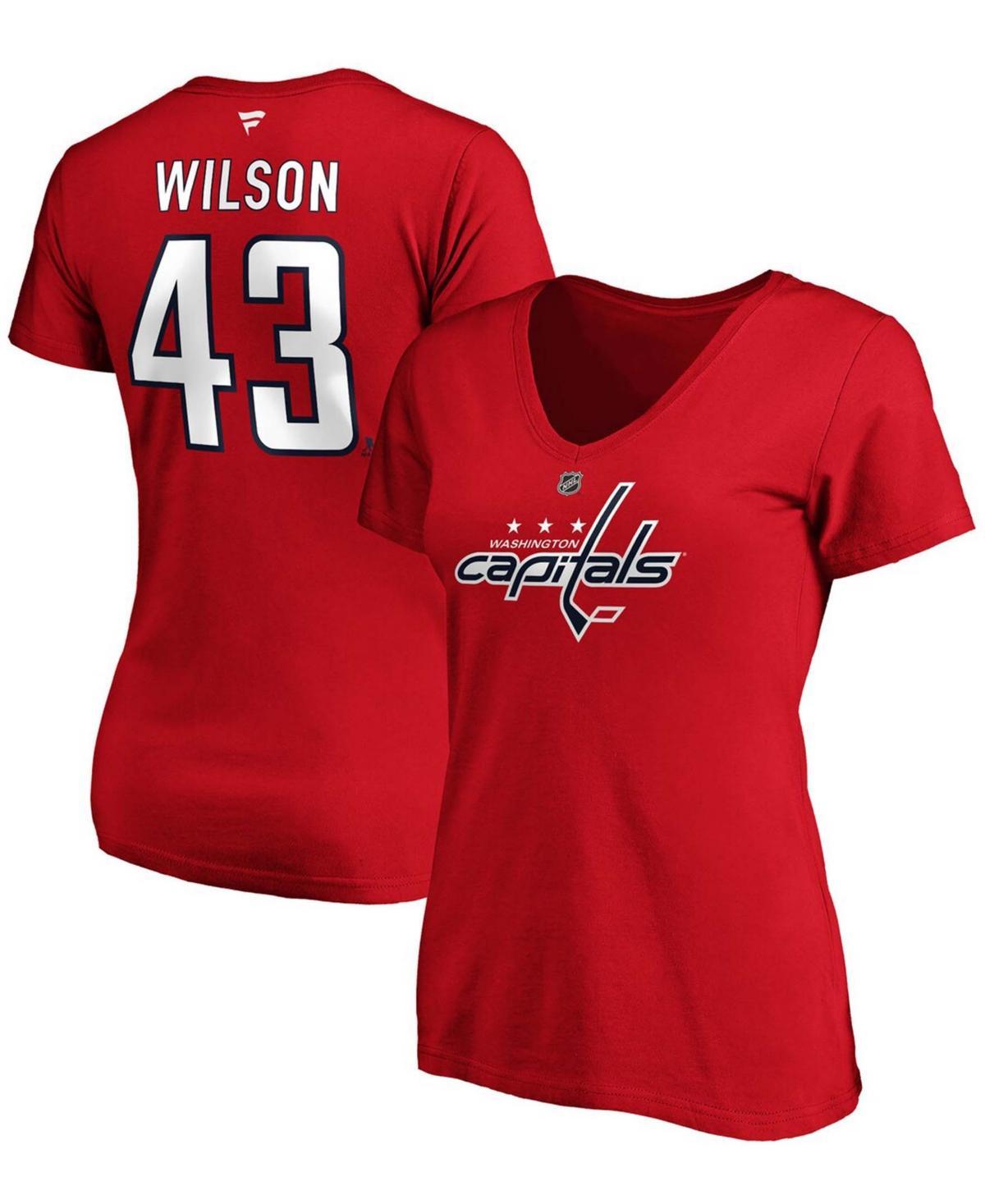 Womens Fanatics Branded Tom Wilson Washington Capitals Authentic Stack Name and Number V-Neck T-Shirt Product Image