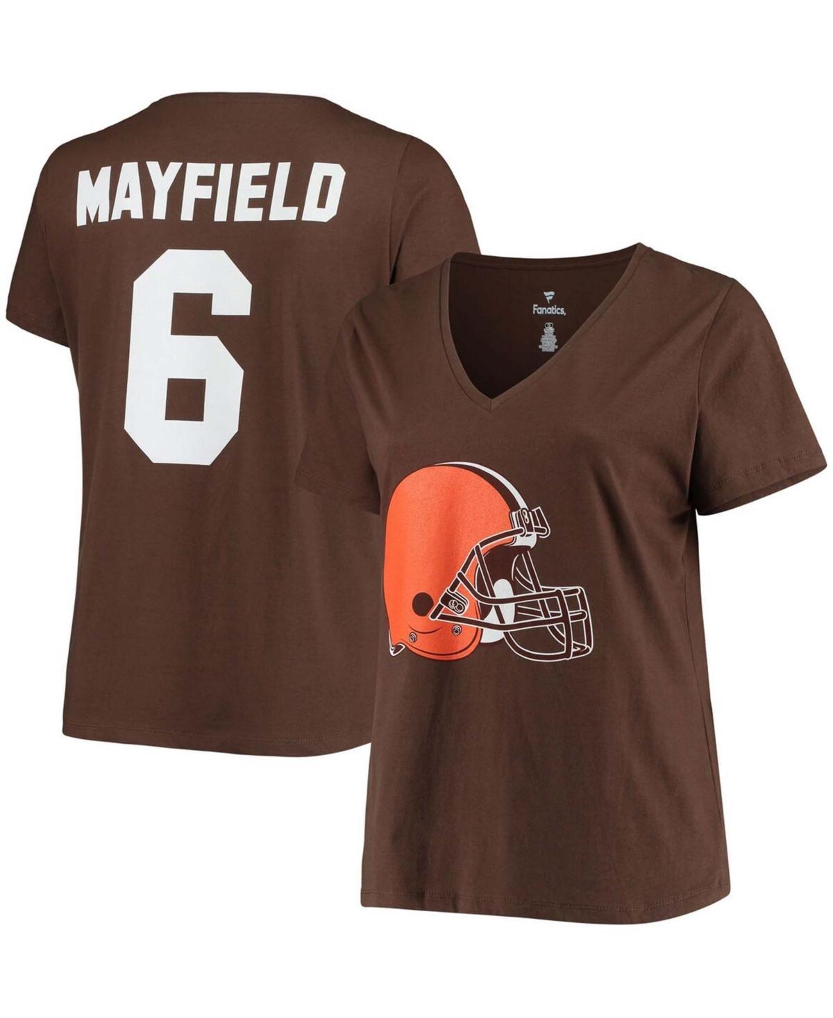 Womens Baker Mayfield Brown Cleveland Browns Name and Number V-Neck T-shirt Product Image