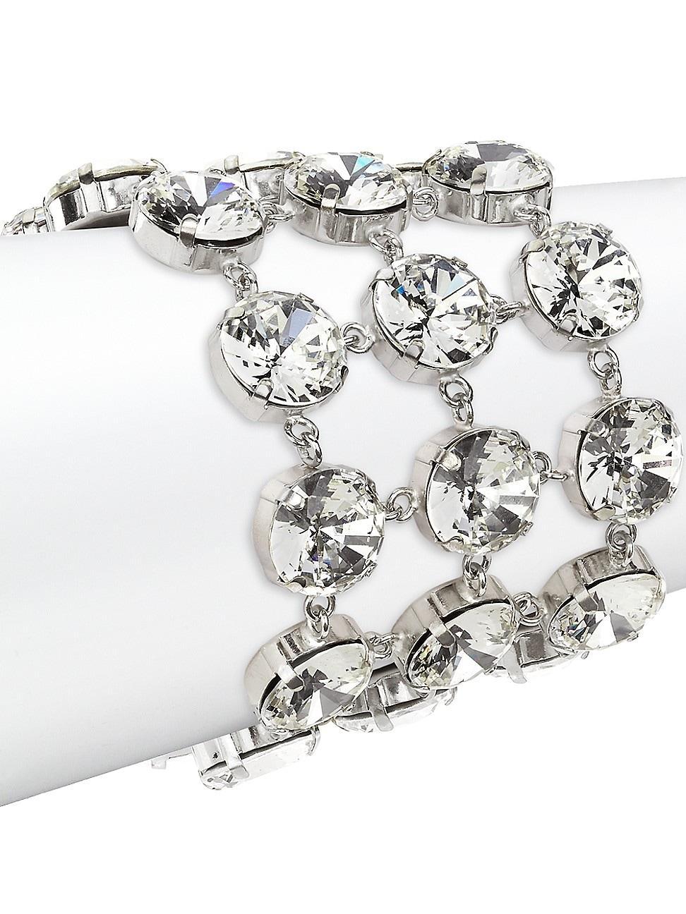 Womens Still Life Silvertone & Crystal 3-Row Bracelet Product Image