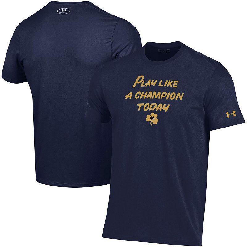 Mens Under Armour Heathered Notre Dame Fighting Irish Play Like A Champion Today Cotton Performance T-Shirt Blue Product Image