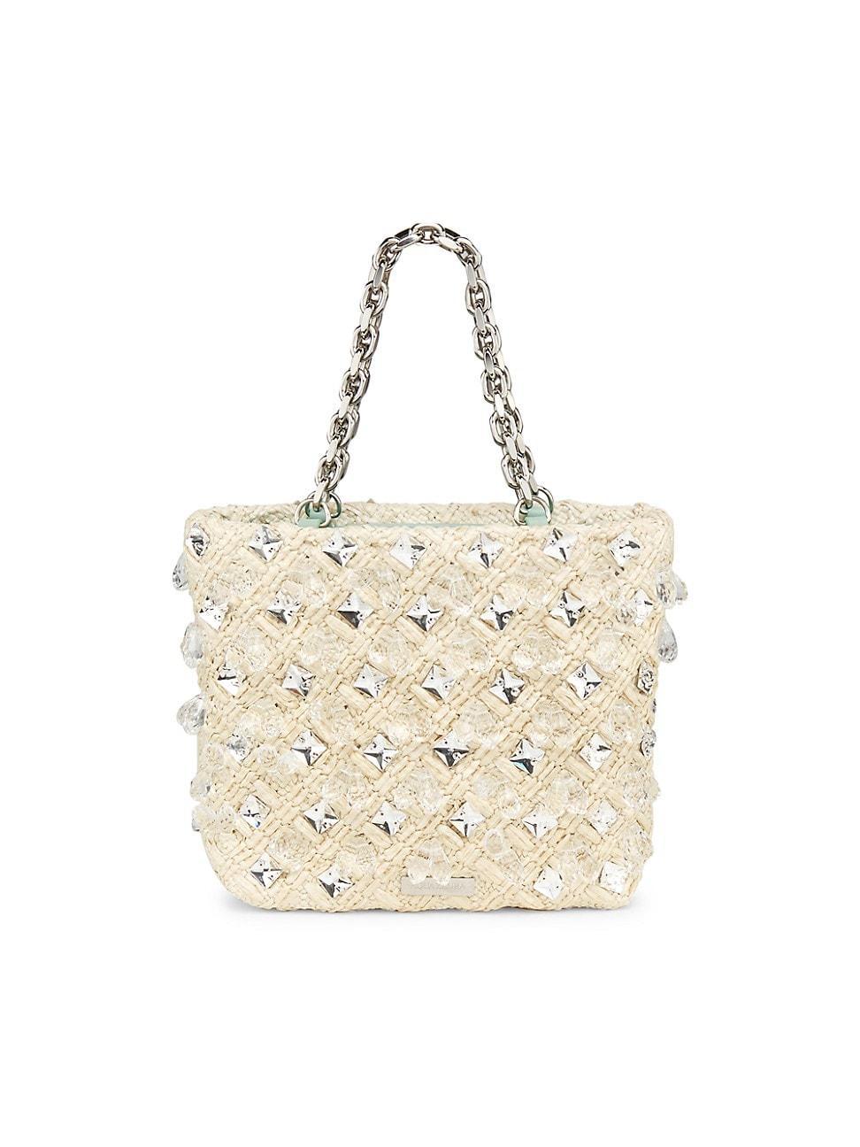 Womens Mini Crystal Cote Raffia Top Handle Bag Product Image