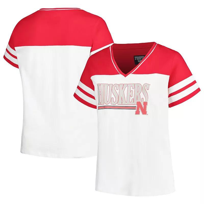 Womens Profile /Scarlet Nebraska Huskers Plus Size Field Game V-Neck T-Shirt Product Image