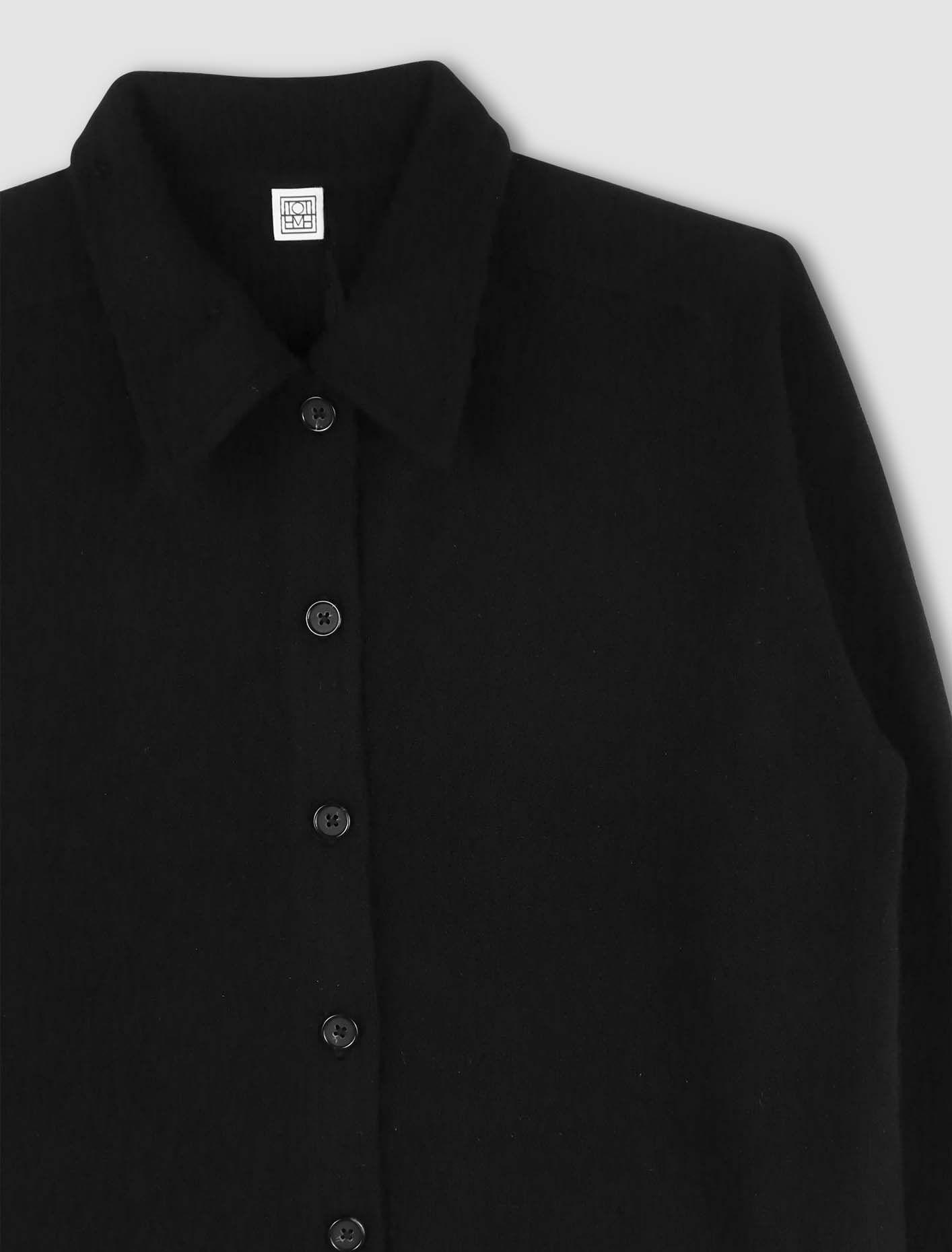 TOTÊME Shirt With Raglas Sleeves In Cashmere In Black Product Image