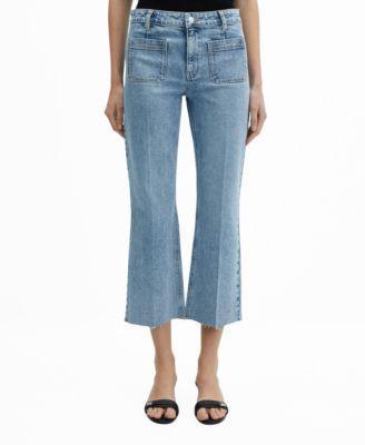 Mango Womens Pocket Detail Flared Jeans Product Image